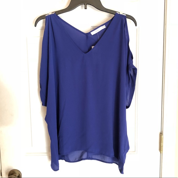 Lush Tops - LUSH Cobalt Blue Cold Shoulder Top - NEW!